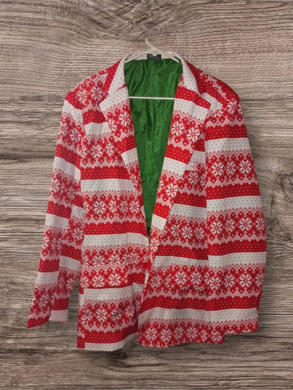 Life of the Party Christmas Fair Isle Blazer Jacket Size XL Red White Holiday